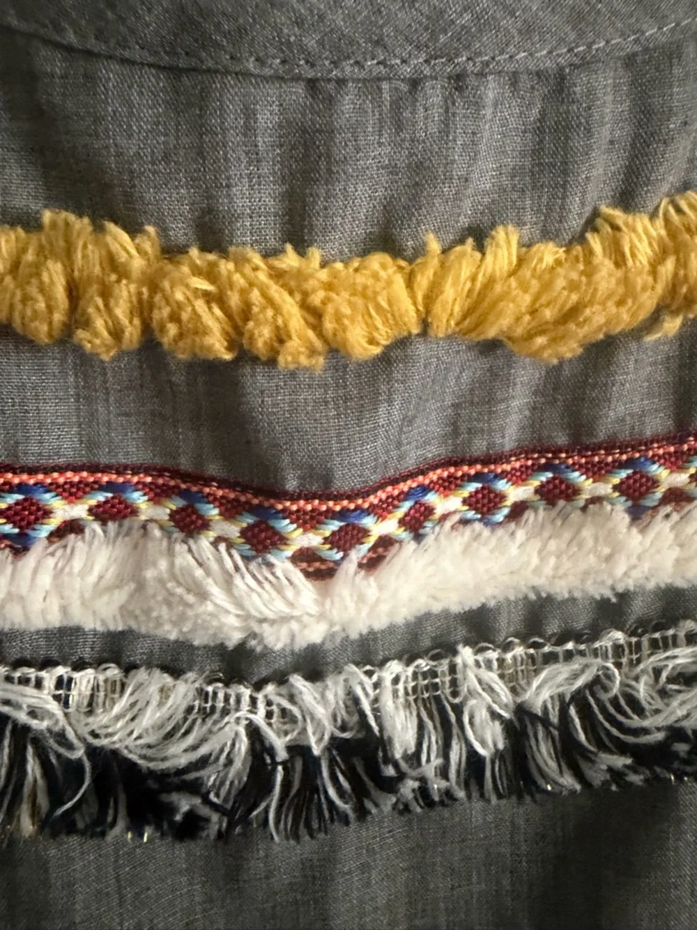 Anthropology THML Gray Boho Fringe sleeveless top size XS - Picture 3 of 9